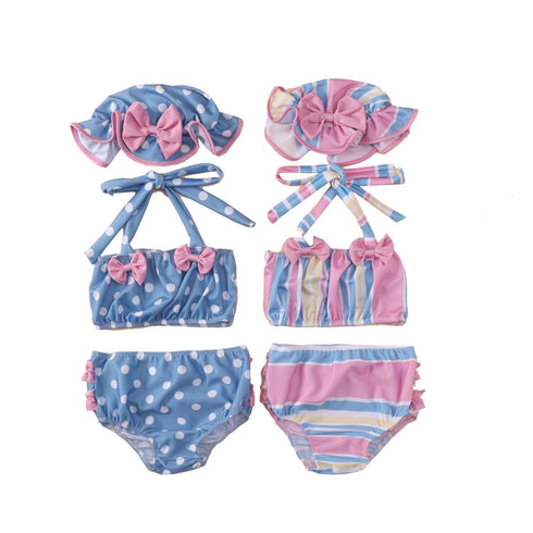Summer Girl Striped Swimsuit Three-Piece Set